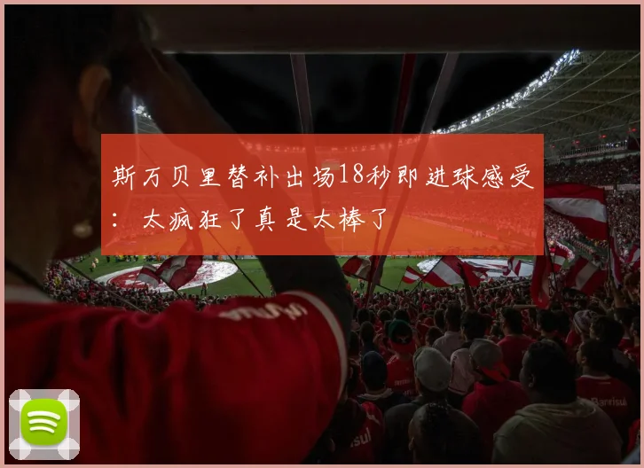 斯万贝里替补出场18秒即进球感受：太疯狂了真是太棒了